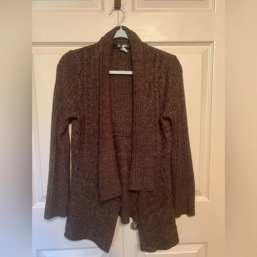 89th & Madison Chocolate Open-Front Cardigan